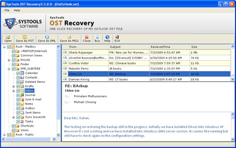 Restore OST File to Outlook PST File